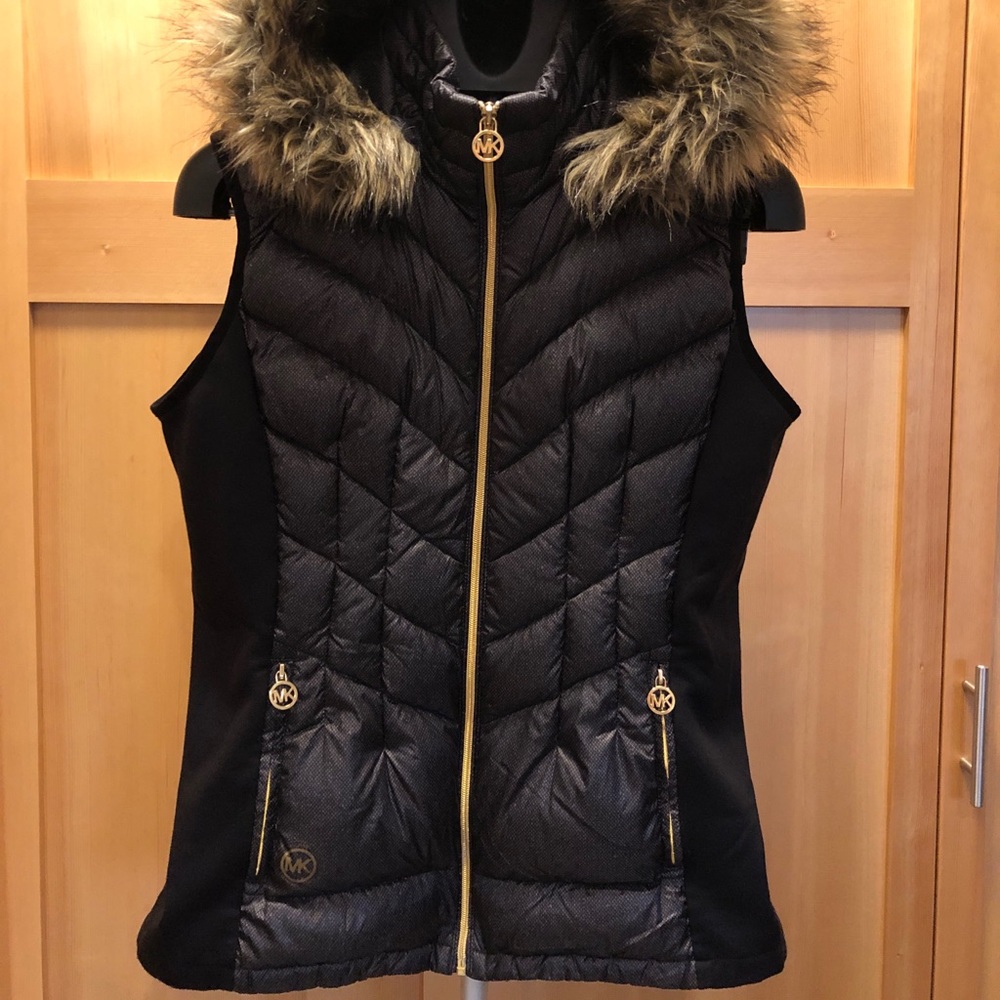 Michael Kors down vest w/ faux fur hood